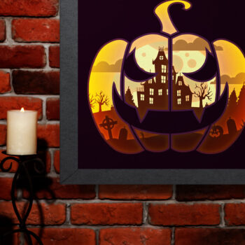 Intra απο ξύλο plywood 3mm-4mm πάχος – PUMPKIN HALLOWEEN Πολυστρωματική κοπή χαρτιού Δίασταση  20x20 cm INTRAFABR-80865925 - Image 2