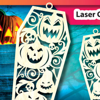 Intra απο ξύλο plywood 3mm-4mm πάχος – Κολοκύθα σε φέρετρο αποκριάτικα στολίδια Δίασταση  20x20 cm INTRAFABR-104601886 - Image 1