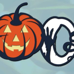 Intra απο ξύλο plywood 3mm-4mm πάχος – Σετ κολοκύθας Jack O Lantern BOO Δίασταση  20x20 cm INTRAFABR-78198642