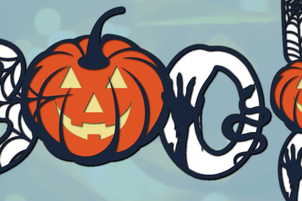 Intra απο ξύλο plywood 3mm-4mm πάχος – Σετ κολοκύθας Jack O Lantern BOO Δίασταση  20x20 cm INTRAFABR-78198642