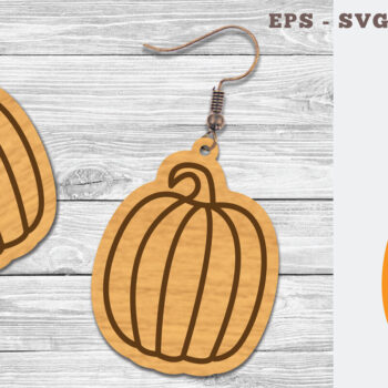 Intra απο ξύλο plywood 3mm-4mm πάχος – Σκουλαρίκια κοπής με λέιζερ κολοκύθας 2 Δίασταση 5x5 cm INTRAFABR-107200683 - Image 1