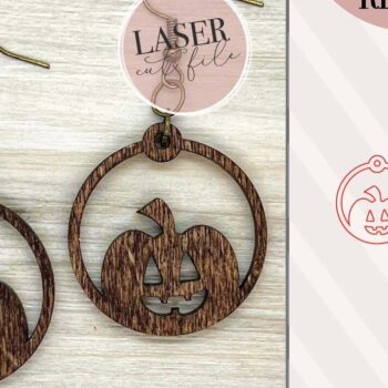 Intra απο ξύλο plywood 3mm-4mm πάχος – Σκουλαρίκια λέιζερ κολοκύθας Δίασταση  5x5 cm INTRAFABR-74147021 - Image 1