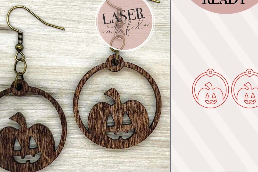 Intra απο ξύλο plywood 3mm-4mm πάχος – Σκουλαρίκια λέιζερ κολοκύθας Δίασταση  5x5 cm INTRAFABR-74147021