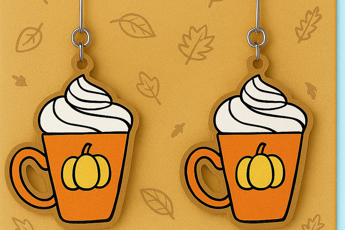 Intra απο ξύλο plywood 3mm-4mm πάχος – Σκουλαρίκια latte κολοκύθας Δίασταση  5x5 cm INTRAFABR-125298127