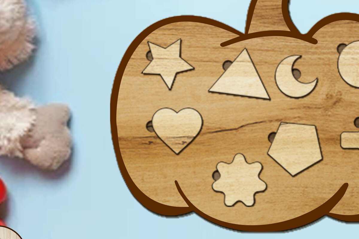 Intra απο ξύλο plywood 3mm-4mm πάχος – Παζλ σε σχήμα κολοκύθας για παιδιά, κομμένο αρχείο Δίασταση  20x20 cm INTRAFABR-88105494