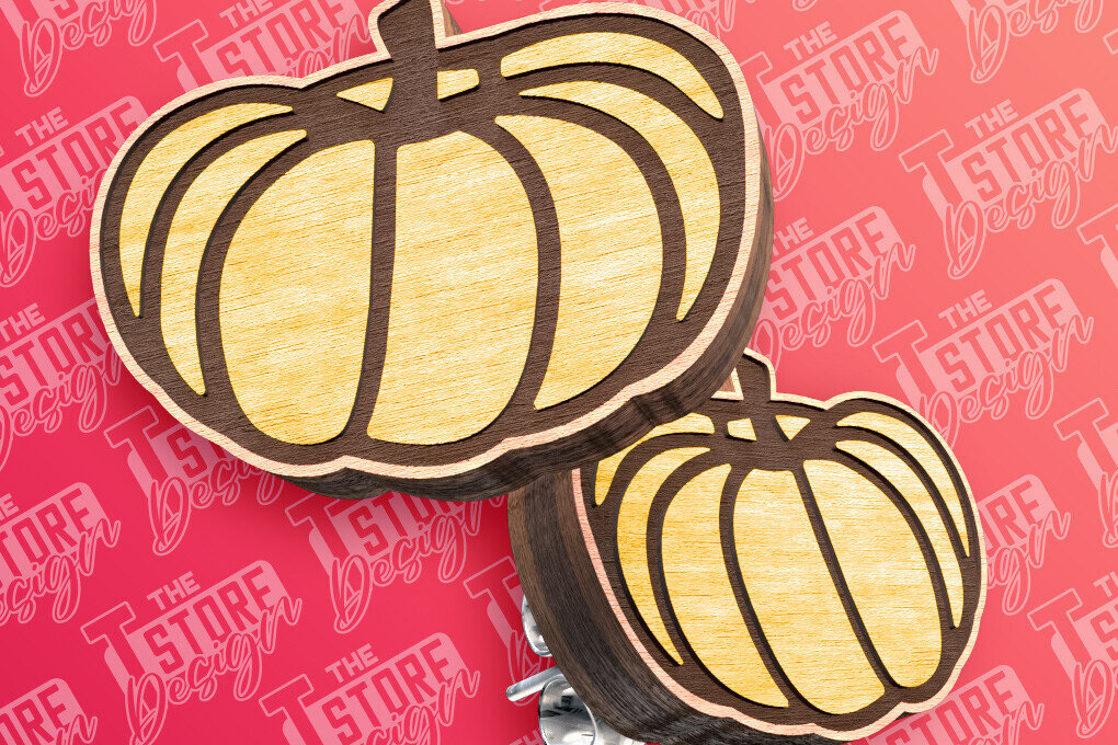 Intra απο ξύλο plywood 3mm-4mm πάχος – Σκουλαρίκια κολοκύθας με κούμπωμα λέιζερ Δίασταση  5x5 cm INTRAFABR-83536091