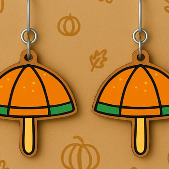 Intra απο ξύλο plywood 3mm-4mm πάχος – Σκουλαρίκια ομπρέλας κολοκύθας Δίασταση  5x5 cm INTRAFABR-125294254 - Image 1