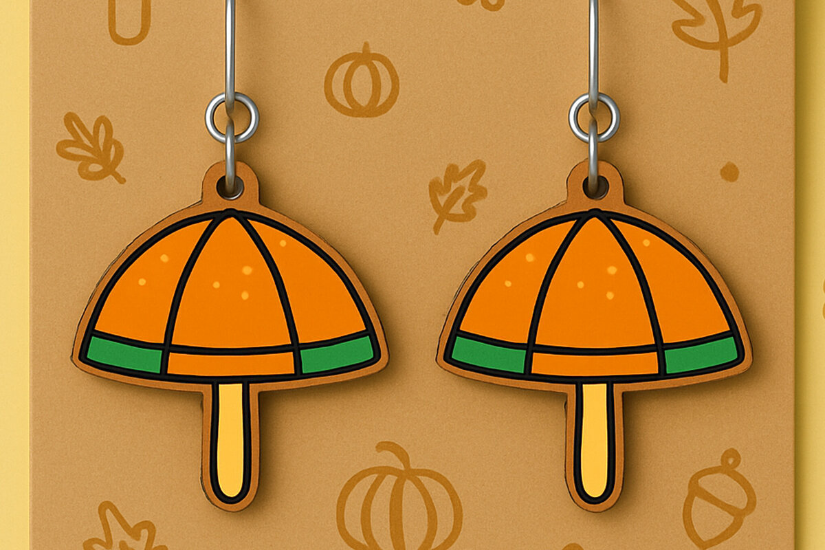 Intra απο ξύλο plywood 3mm-4mm πάχος – Σκουλαρίκια ομπρέλας κολοκύθας Δίασταση  5x5 cm INTRAFABR-125294254