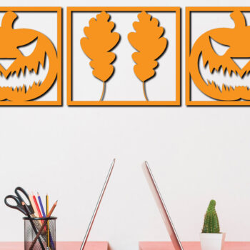 Intra απο ξύλο plywood 3mm-4mm πάχος –  κοπής με λέιζερ διακόσμηση τοίχου κολοκύθας 2 Δίασταση  40x30 cm INTRAFABR-78471149 - Image 1