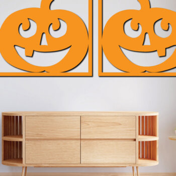 Intra απο ξύλο plywood 3mm-4mm πάχος –  κοπής με λέιζερ διακόσμηση τοίχου κολοκύθας 2 Δίασταση  40x30 cm INTRAFABR-78471110 - Image 1