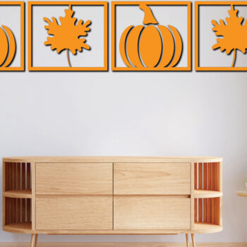 Intra απο ξύλο plywood 3mm-4mm πάχος –  κοπής με λέιζερ διακόσμηση τοίχου κολοκύθας 4 Δίασταση  40x30 cm INTRAFABR-78471196 - Image 2