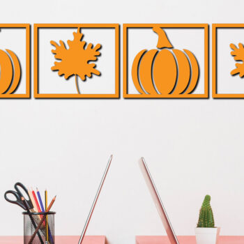 Intra απο ξύλο plywood 3mm-4mm πάχος –  κοπής με λέιζερ διακόσμηση τοίχου κολοκύθας 4 Δίασταση  40x30 cm INTRAFABR-78471196 - Image 3