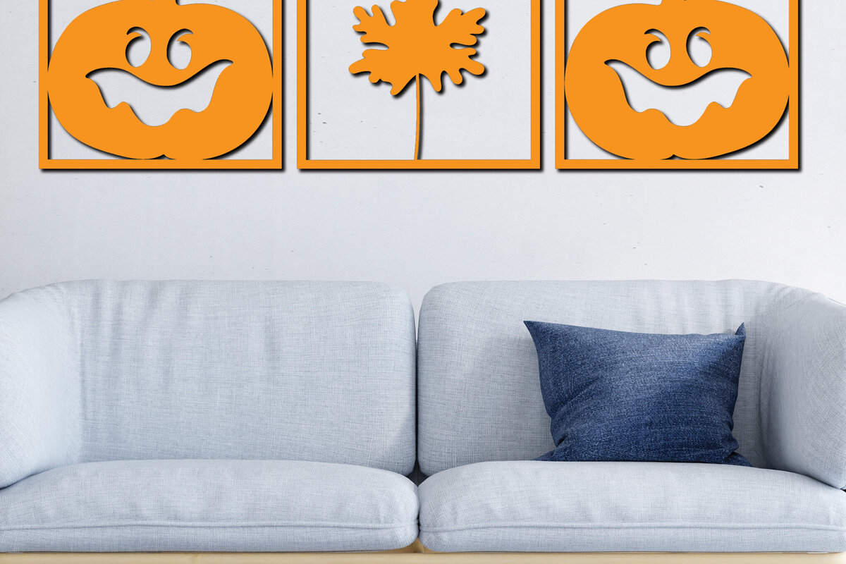 Intra απο ξύλο plywood 3mm-4mm πάχος –  κοπής με λέιζερ διακόσμηση τοίχου κολοκύθας 7 Δίασταση  40x30 cm INTRAFABR-78697360