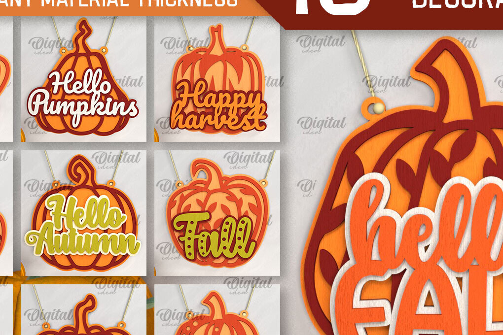 Intra απο ξύλο plywood 3mm-4mm πάχος – Δέσμη LaserCut Διακοσμητικά Τοίχου κολοκύθας Δίασταση  40x30 cm INTRAFABR-102893084