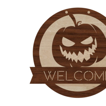 Intra απο ξύλο plywood 3mm-4mm πάχος – Σημάδι καλωσορίσματος κολοκύθας και κενό Δίασταση  20x20 cm INTRAFABR-13922756 - Image 1