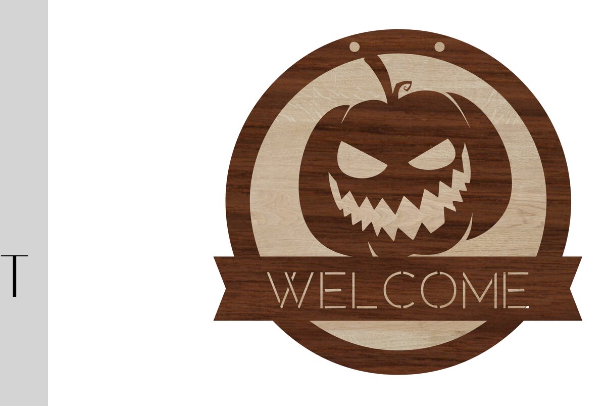 Intra απο ξύλο plywood 3mm-4mm πάχος – Σημάδι καλωσορίσματος κολοκύθας και κενό Δίασταση  20x20 cm INTRAFABR-13922756