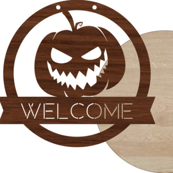 Intra απο ξύλο plywood 3mm-4mm πάχος – Σημάδι καλωσορίσματος κολοκύθας και κενό Δίασταση  20x20 cm INTRAFABR-13922756 - Image 2