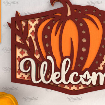 Intra απο ξύλο plywood 3mm-4mm πάχος –  κοπής με λέιζερ καλωσορίσματος κολοκύθας Δίασταση  20x20 cm INTRAFABR-102901869 - Image 1