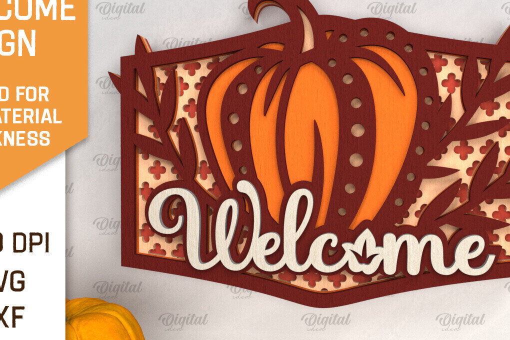 Intra απο ξύλο plywood 3mm-4mm πάχος –  κοπής με λέιζερ καλωσορίσματος κολοκύθας Δίασταση  20x20 cm INTRAFABR-102901869