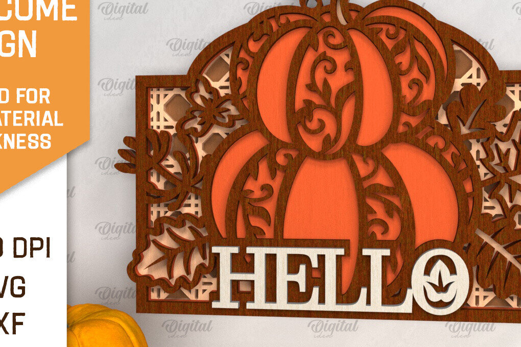 Intra απο ξύλο plywood 3mm-4mm πάχος –  κοπής με λέιζερ καλωσορίσματος κολοκύθας Δίασταση  20x20 cm INTRAFABR-102901223