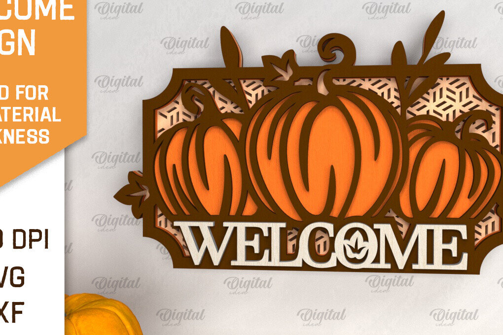 Intra απο ξύλο plywood 3mm-4mm πάχος –  κοπής με λέιζερ καλωσορίσματος κολοκύθας Δίασταση  20x20 cm INTRAFABR-102901245