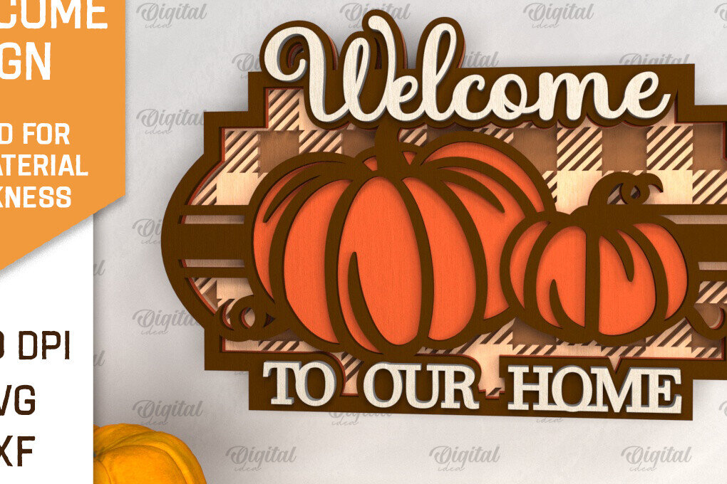 Intra απο ξύλο plywood 3mm-4mm πάχος –  κοπής με λέιζερ καλωσορίσματος κολοκύθας Δίασταση  20x20 cm INTRAFABR-102901293