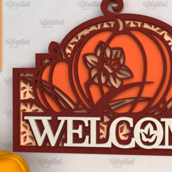 Intra απο ξύλο plywood 3mm-4mm πάχος –  κοπής με λέιζερ καλωσορίσματος κολοκύθας Δίασταση  20x20 cm INTRAFABR-102901313 - Image 1