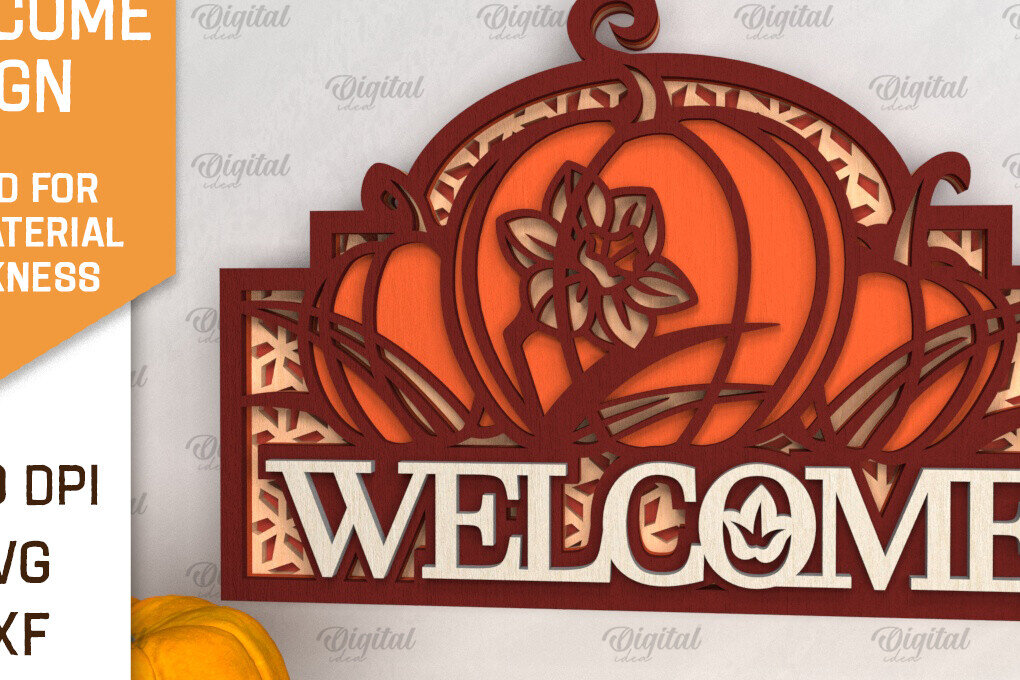 Intra απο ξύλο plywood 3mm-4mm πάχος –  κοπής με λέιζερ καλωσορίσματος κολοκύθας Δίασταση  20x20 cm INTRAFABR-102901313