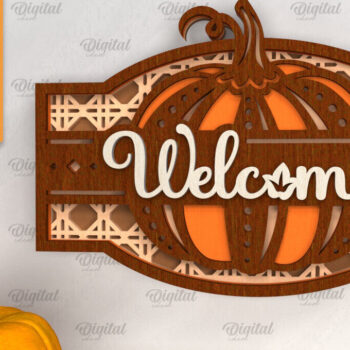 Intra απο ξύλο plywood 3mm-4mm πάχος –  κοπής με λέιζερ καλωσορίσματος κολοκύθας Δίασταση  20x20 cm INTRAFABR-102901108 - Image 1