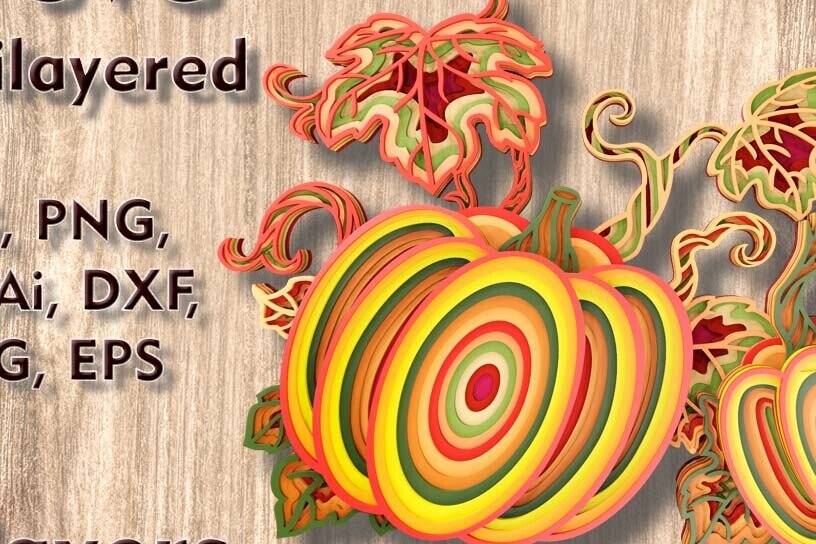 Intra απο ξύλο plywood 3mm-4mm πάχος – Αρχεία λέιζερ 3D Multilayer Pumpkins Δίασταση  20x20 cm INTRAFABR-109512150