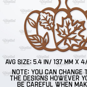 Intra απο ξύλο plywood 3mm-4mm πάχος – Πακέτο κοπής με λέιζερ διακόσμηση τοίχου κολοκύθες Δίασταση 40x30 cm INTRAFABR-102191163 - Image 2