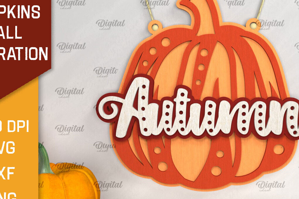 Intra απο ξύλο plywood 3mm-4mm πάχος – Διακόσμηση τοίχου με κολοκύθες LaserCut  Δίασταση  40x30 cm INTRAFABR-102890836