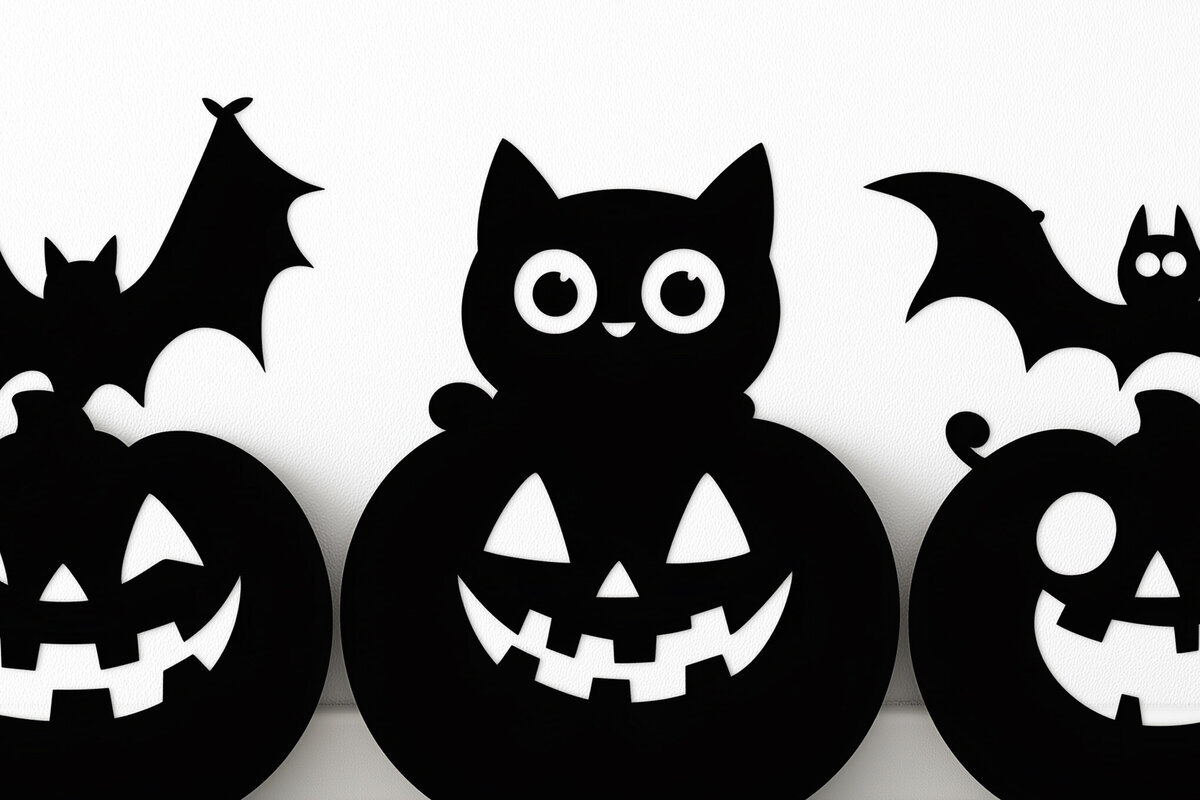 Intra απο ξύλο plywood 3mm-4mm πάχος – "Κολοκύθες με γάτες, νυχτερίδες &amp; φαντάσματα" Δίασταση  20x20 cm INTRAFABR-103166022