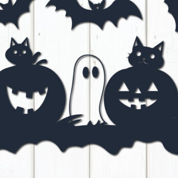 Intra απο ξύλο plywood 3mm-4mm πάχος – Σετ "Pumpkins, Cats, Bats & Ghosts". Δίασταση  20x20 cm INTRAFABR-103171382 - Image 3
