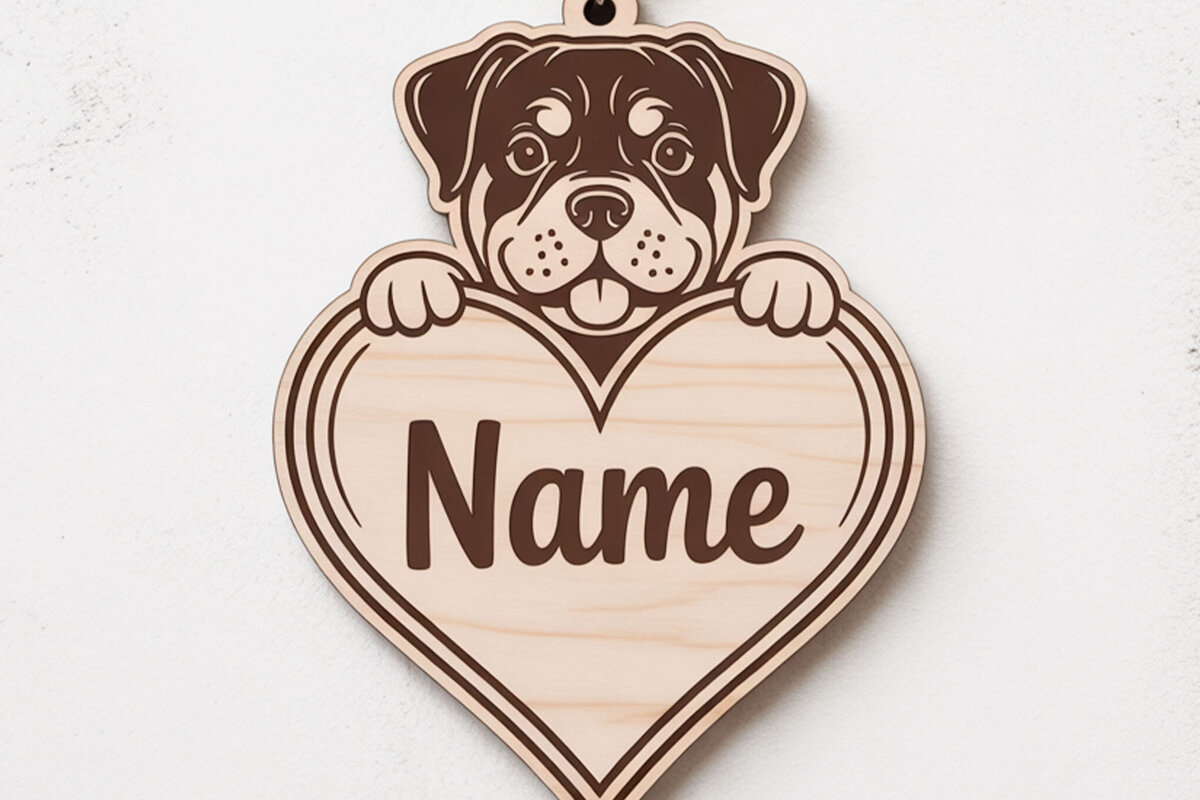 Intra απο ξύλο plywood 3mm-4mm πάχος – Μπρελόκ Puppy Dog Heart Δίασταση  5x5 cm INTRAFABR-122244815