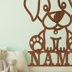 Intra απο ξύλο plywood 3mm-4mm πάχος – Πινακίδα ονόματος Puppy Dog Art Δίασταση  20x20 cm INTRAFABR-74904639