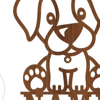 Intra απο ξύλο plywood 3mm-4mm πάχος – Πινακίδα ονόματος Puppy Dog Art Δίασταση  20x20 cm INTRAFABR-74904639 - Image 2