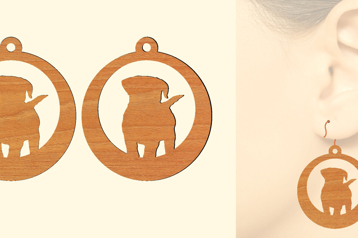 Intra απο ξύλο plywood 3mm-4mm πάχος – Ξύλινα σκουλαρίκια Puppy Dog Δίασταση  5x5 cm INTRAFABR-65585720