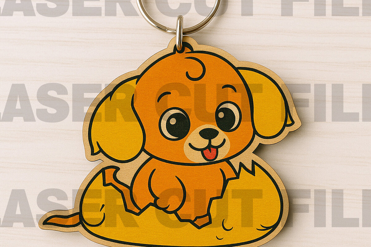 Intra απο ξύλο plywood 3mm-4mm πάχος – Αρχείο κοπής με λέιζερ μπρελόκ κουταβιού Δίασταση  5x5 cm INTRAFABR-122183309