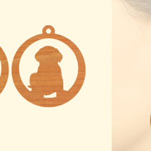 Intra απο ξύλο plywood 3mm-4mm πάχος – Puppy Ξύλινα Σκουλαρίκια Δίασταση  5x5 cm INTRAFABR-65585576