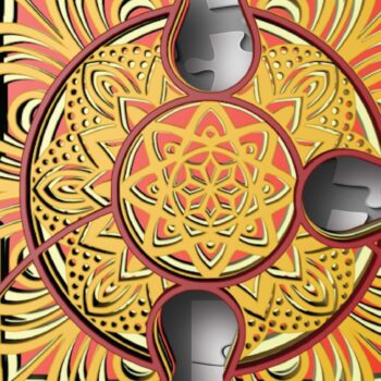 Intra απο ξύλο plywood 3mm-4mm πάχος – Παζλ, 4 στρώσεις, 3d Mandala Δίασταση  20x20 cm INTRAFABR-29920223 - Image 1