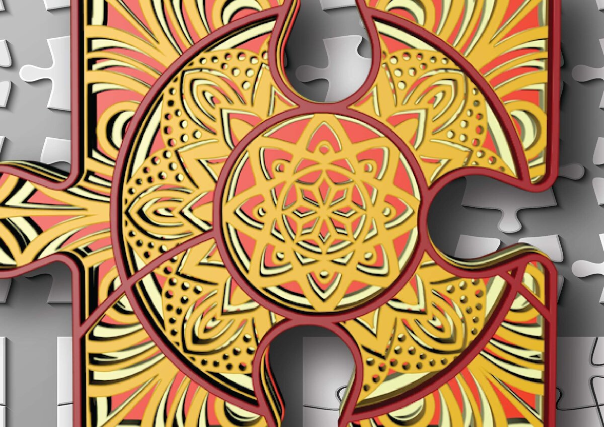 Intra απο ξύλο plywood 3mm-4mm πάχος – Παζλ, 4 στρώσεις, 3d Mandala Δίασταση  20x20 cm INTRAFABR-29920223