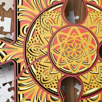 Intra απο ξύλο plywood 3mm-4mm πάχος – Παζλ, 4 στρώσεις, 3d Mandala Δίασταση  20x20 cm INTRAFABR-29920223 - Image 2