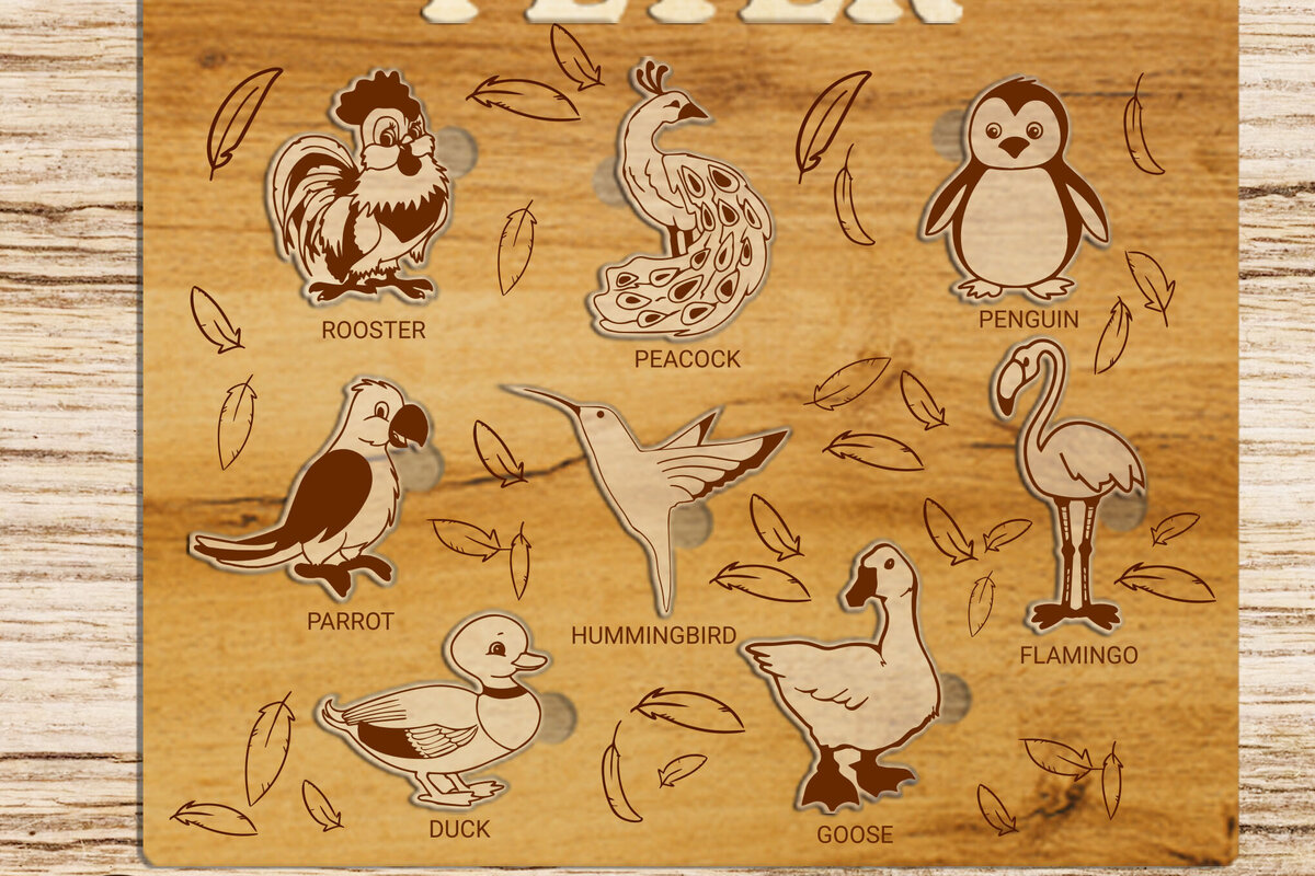 Intra απο ξύλο plywood 3mm-4mm πάχος – Παζλ για παιδιά με ζώα, πρότυπο Δίασταση  20x20 cm INTRAFABR-86815438