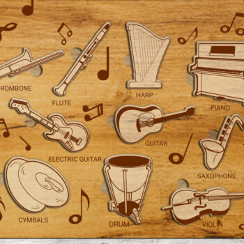 Intra απο ξύλο plywood 3mm-4mm πάχος – Παζλ για Παιδιά με Μουσικά Όργανα Δίασταση  20x20 cm INTRAFABR-86686420 - Image 1