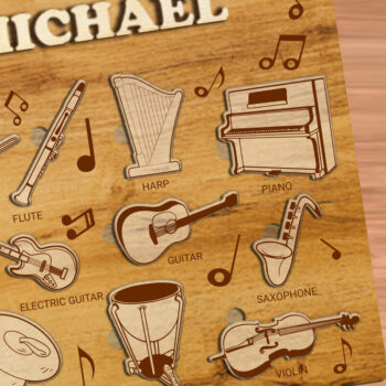 Intra απο ξύλο plywood 3mm-4mm πάχος – Παζλ για Παιδιά με Μουσικά Όργανα Δίασταση  20x20 cm INTRAFABR-86686420 - Image 2