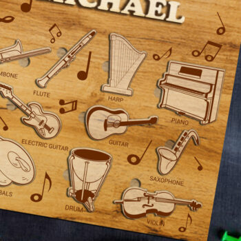 Intra απο ξύλο plywood 3mm-4mm πάχος – Παζλ για Παιδιά με Μουσικά Όργανα Δίασταση  20x20 cm INTRAFABR-86686420 - Image 3