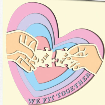 Intra απο ξύλο plywood 3mm-4mm πάχος – Puzzle Love Hands Shadowbox Cricut Δίασταση  20x20 cm INTRAFABR-103587978 - Image 1