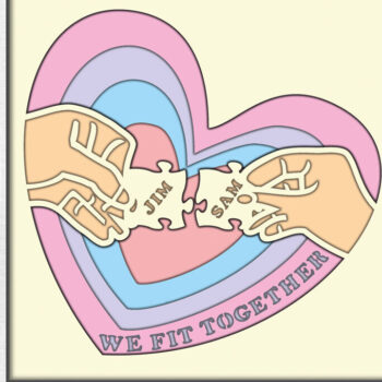 Intra απο ξύλο plywood 3mm-4mm πάχος – Puzzle Love Hands Shadowbox Cricut Δίασταση  20x20 cm INTRAFABR-103587978 - Image 2