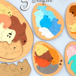 Intra απο ξύλο plywood 3mm-4mm πάχος – Παζλ με Πακέτο κοπής με λέιζερ ζώων Δίασταση 20x20 cm INTRAFABR-120135327